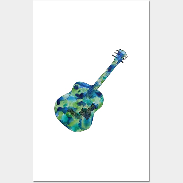 Acoustic guitar watery colours Wall Art by nelloofmello